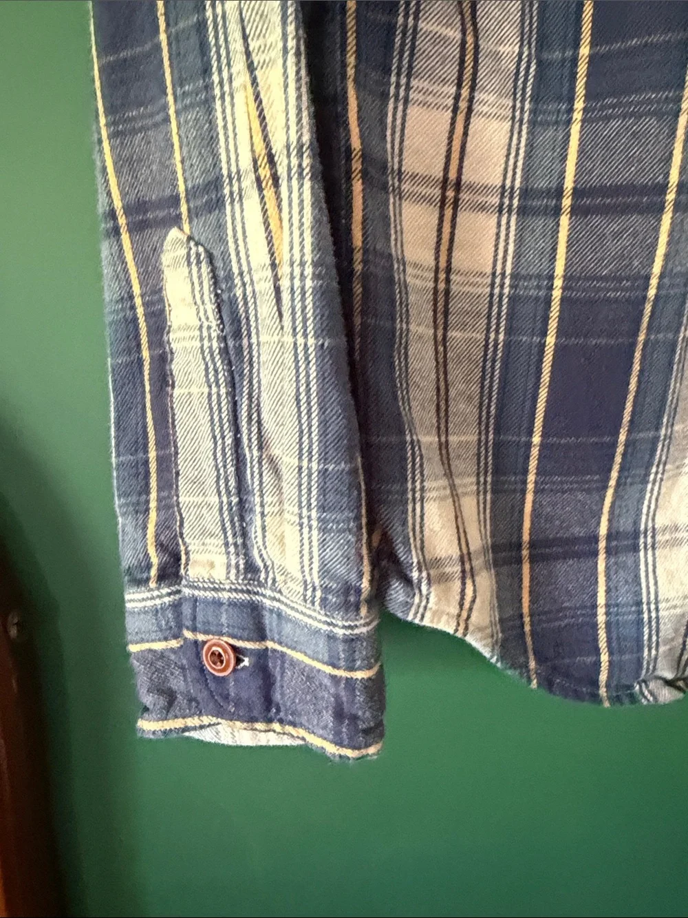 J. Crew Midweight Flannel Double Brushed Mens M Slim Blue, Cream & Yellow Plaid